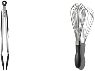 OXO Good Grips 12-Inch Tongs With Silicone Head & Good Grips Silicone Flexible Tongs Stainless,Black,