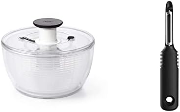 OXO Good Grips Large Salad Spinner - 6.22 Qt. & Good Grips Little Salad Dressing Shaker - Black