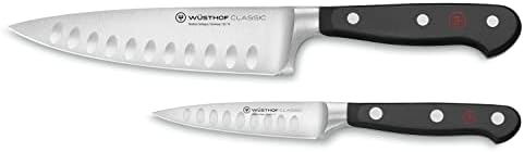 Wüsthof Classic Hollow Edge 2-Piece Chef's Knife Set, Black, 6 Nd 3.5-inch
