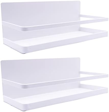 ELESEI Magnetic Spice Rack Refrigerator Side Magnetic Spice Rack Kitchen Magnetic Shelf Magnetic Fridge Shelf Perfect Space Saver For Kitchen/Apartment 2 Pack (White)