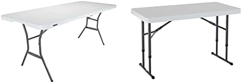 Lifetime 80753 Fold In Half Light Commercial Table, 6 Feet, Almond