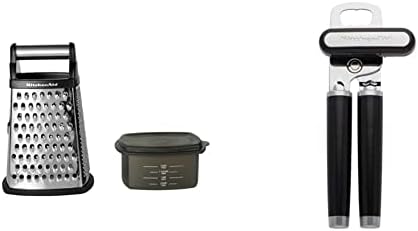 KitchenAid Gourmet 4-Sided Stainless Steel Box Grater With Detachable Storage Container, 10 Inches Tall, Black