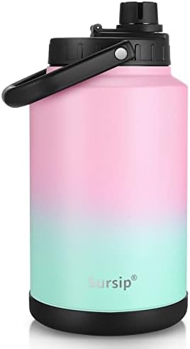 64 Oz Vacuum Insulated Water Jug,Half Gallon Stainless Steel Double Walled Water Bottle,18/8 Food-Grade Insulated Water Bottle ,Travel Drinking Water Flask-Cotton Candy