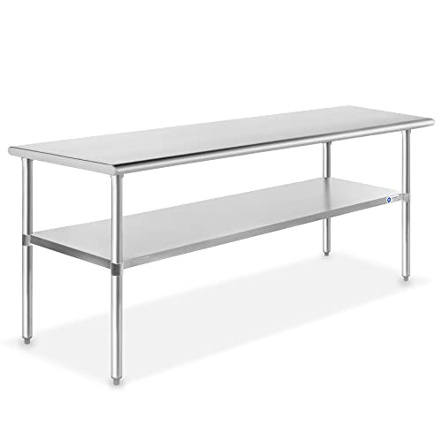 Stainless Steel Work Table 48 X 24 Inches, NSF Commercial Kitchen Prep Table With Under Shelf For Restaurant And Home
