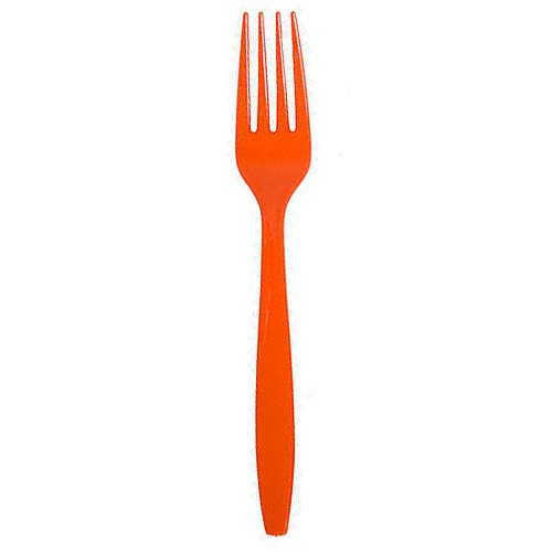 Amscan 8017.05 Premium Heavy Weight Disposable Plastic Forks, 50 Ct., Orange Peel