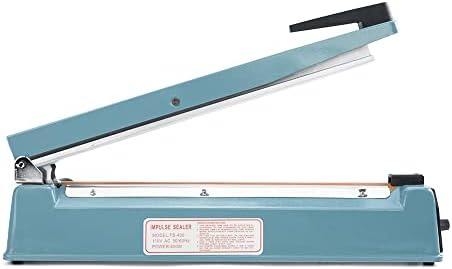16 Inch Impulse Bag Sealer, Heat Sealer Machine Closer For Cookies, Manual Hot Sealing Machine For Poly Bag & Shrink Wrap With 2 Free Repair Kit (Blue)