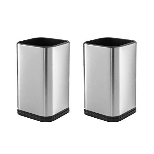 2PC Stainless Steel Kitchen Utensil Holder Caddy, Square Utensil Organizer, 4L X 4W X 6.7H