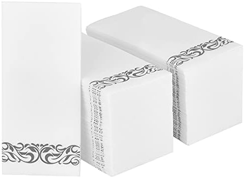 200 PACK Guest Towels Disposable Bathroom, Soft And Linen-Like Disposable Hand Towels, Decorative Bathroom Napkins For Party,Dinners, Wedding, Silver