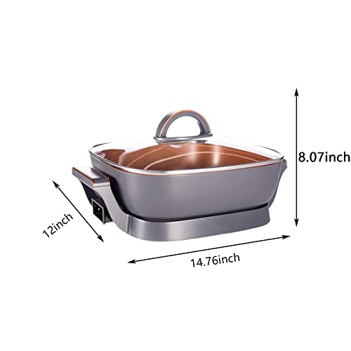Extra Deep Nonstick Electric Skillet - Scratch Resistant - Serves 3 To 5 People (6Qt.)