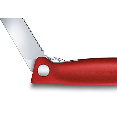Victorinox 4.3-Inch Swiss Classic Foldable Paring Knife With Wavy Edge In Red