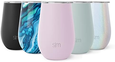 Wine Tumbler With Lid | Cute Stemless Glass Cup With Press-In Lid | Insulated Stainless Steel Coffee Mug | Gifts For Women Men Him Her | Spirit Collection | 12oz | Ocean Quartz