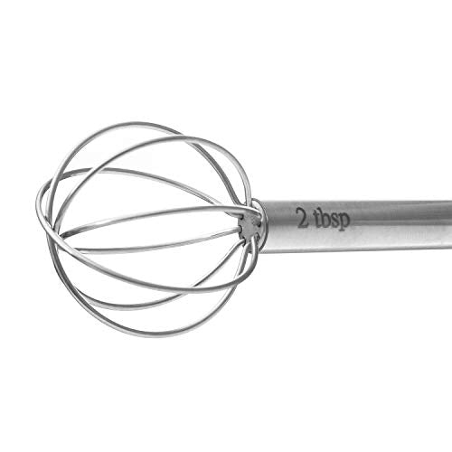Measuring Mini Kitchen Whisk - 8" Double Headed Multi Function Miso Paste Ball Head Whisk & Mixer Muddler | 1-2 Tbsp