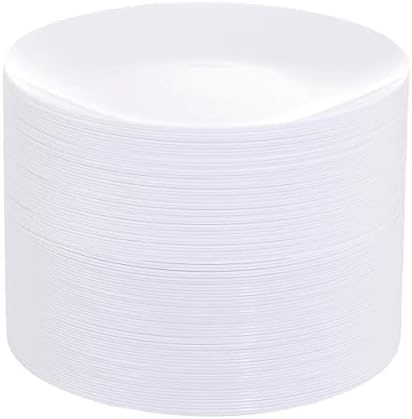 100pcs Silver Plastic Plates & White With Silver Disposable Plates & 7.5inch Silver Disposable Dessert Plates-Perfect For Christmas & Wedding & Party