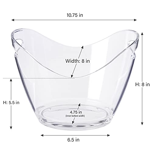 Ice Buckets For Parties - Ice Bucket - 3.5 Liter Clear Acrylic Champagne Bucket With Easy-to-Carry Handles - Good For Up To 2 Wine Or Champagne Bottles (2 Pack)