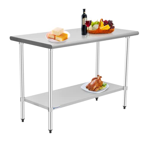 Stainless Steel Table, 30 X 24 Inches Prep & Work Table With Caster Backsplash And Adjustable Undershelf Metal Utility Workstations For Commercial Kitchen Or Restaurant Supplies