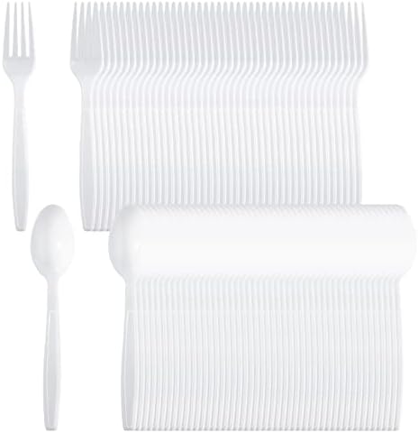 Supernal 400pcs Plastic Forks And Spoons,Black Plastic Silverware,Party Plastic Utensls Include 200 Plastic Forks And 200 Plastic Spoons For Home Kitchen Birthday,Party,Wedding, Easter, Monther's Day