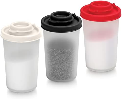 Alt And Pepper Shakers Moisture Proof Mini Salt Shaker To Go Camping Picnic Outdoors Kitchen Lunch Boxes Travel Spice Set Clear With Colored Lids Plastic Airtight Spice Jar Dispenser (Small, 3 Pack)