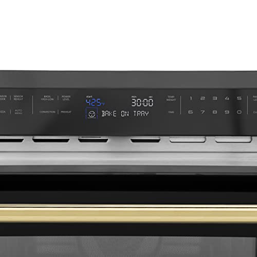 INE Autograph Edition 24" 1.6 Cu Ft. Built-in Convection Microwave Oven In Black Stainless Steel And Gold Accents