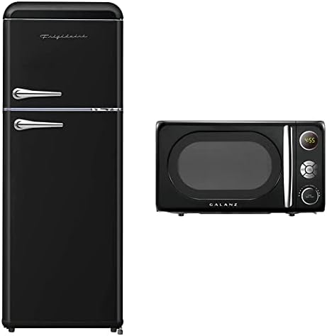 FRIGIDAIRE EFR756-CREAM EFR756, 2 Door Apartment Size Retro Refrigerator With Top Freezer, Chrome Handles, 7.5 Cu Ft, Cream & ESMM100-CREAM Retro Smoothie Maker Blender With Mason Jar, Cream