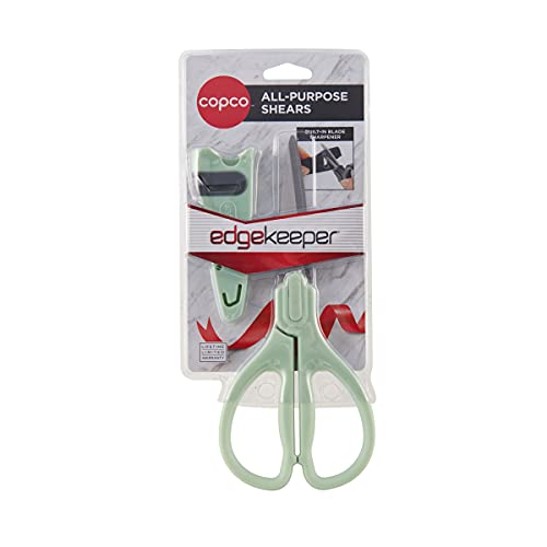 High Carbon Stainless Steel All Purpose Shears With EdgeKeeper Self-Sharpening Sheath, 8.86-Inch, Pistachio