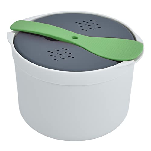 Microwave Rice Cooker Set, 2L Rice Spoon Lid Strainer Steaming Pot Rice Cooke For Home Office(green)