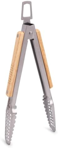 16" BBQ Grill Tongs – Kitchen & Extra Long Grilling Tongs, Stainless Steel With Durable Oak Handles, Metal Tongs For Cooking, Barbecue Tongs, Ergonomic Design