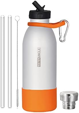 Insulated Water Bottles-17oz/500ml,Vacuum Insulated Stainless Steel Sport Water Bottledouble Cover (steel Cover And Straw Cover) Prevent Slippery Powder Coating (Black)…