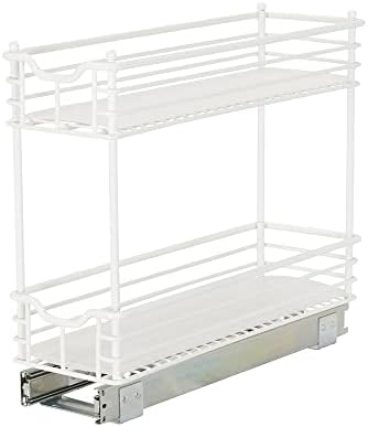 Narrow Sliding Cabinet Organizer, Two Tier Chrome Organizer, Chrome, Great For Slim Cabinets In Kitchen, Bathroom And More