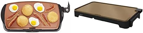 Bella Electric Ceramic Titanium Griddle, Make 10 Eggs At Once, Healthy-Eco Non-stick Coating, Hassle-Free Clean Up, Large Submersible Cooking Surface, 10.5" X 20", Copper/Black