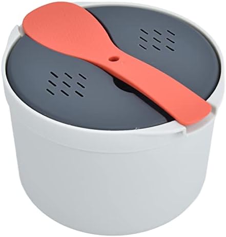 Microwave Rice Cooker 2L Food Grade PP Material Rice Spoon Lid Strainer Steaming Pot Rice Cooker Set Kitchen Cookware For Home Travel Office Use(Orange)