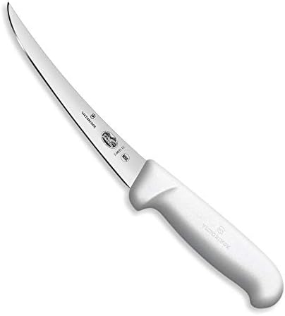 Victorinox Swiss Army Cutlery Fibrox Pro Curved Boning Knife, Semi-Stiff Blade, 6-Inch