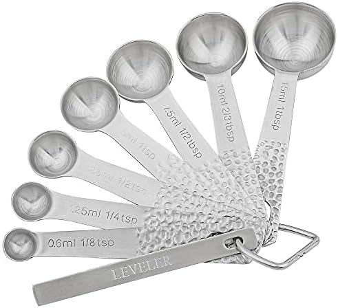GENERIC Measuring Spoons Set, Copper Measuring Spoons Set, 7 Bronze Measuring Spoons With Leveler, Stainless Steel Baking Measurer Spoons, Kitchen Measurement Spoons Set Of 8, A: Copper