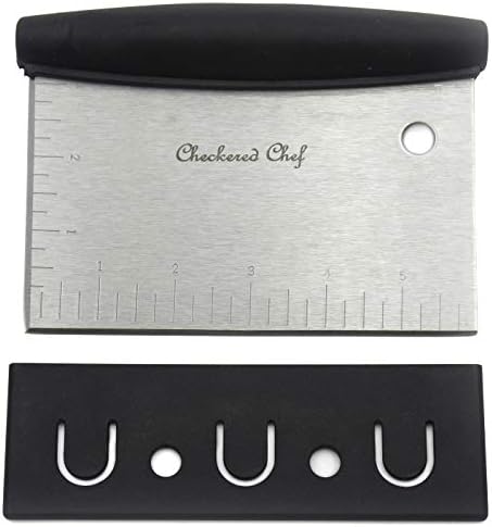 Dough Scraper - Stainless Steel Kitchen Bench Scraper, Icing Smoother & Food Chopper - Pizza, Vegetable And Pastry Cutter W/Protective Plastic Cover