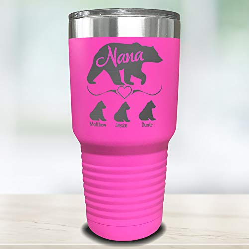 Grandparents Personalized Laser Engraved Tumbler With Grandchildren Names Gift For Grandma, Customized Mug, Insulated For Coffee, Water + More