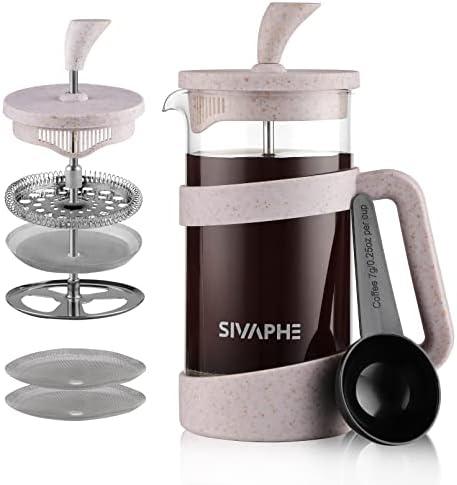 French Press 34oz Light-weight Durable High Borosilicate Carafe Maker 8 Cup Plastic Coffee Press Frothed