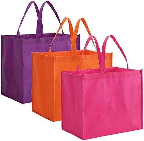 Tosnail 12 Pack Large Foldable Reusable Grocery Tote Bags Shopping Bags - Black, Blue, Green