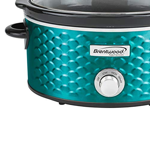 SC-140BL Slow Cooker Scallop Pattern, 4.5 Quart, Blue
