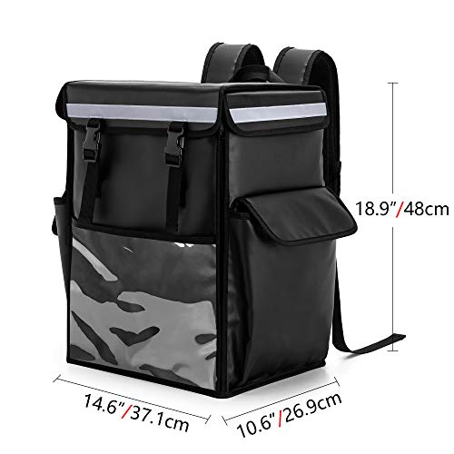 Trunab Insulated Food Delivery Backpack With 2 Side Support Boards And 3 Inner Spaces, Top & Front Loading Waterproof Delivery Bag For Bike Delivery, Uber Eats, Outdoor - Patented Design