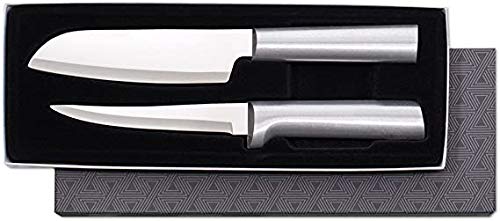 Ada Cutlery Two Piece Knife Stainless Steel Cook’s Choice Gift Set With Aluminum, 8 Inches, Silver Handle