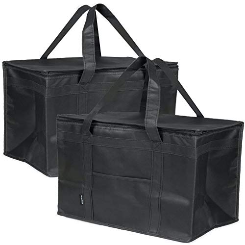 Commercial Quality Food Delivery Bag - Heavy-Duty Durable Bags - Thick Insulation And Extra Strength Zipper - Fits Full-Size Catering Pan - Ideal For Uber Eats, Instacart, Doordash, Grubhub, Postmates, Restaurant, Catering, Grocery…