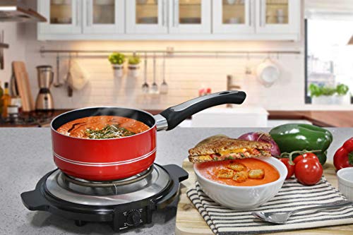 SB-300X Single Countertop Coiled Burner, 1000 Watts Electric Hot Plate, Temperature Controls, Power Indicator Lights, Easy To Clean, Black