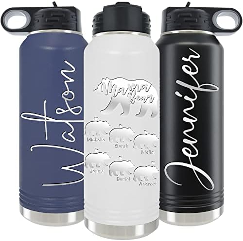 Nalized Water Bottle 40oz/32oz With Flip-Top Lid And Straw, Customized Vacuum Insulated Water Flask, Stainless Steel Sports Double Wall Thermos, Name/Text Engraved By IProductsUS (Teal)