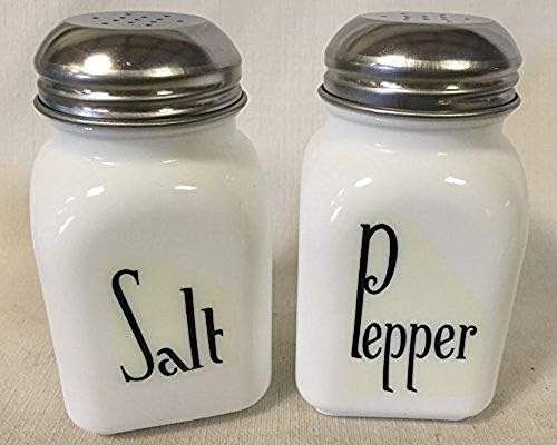 Square Stove Top Salt & Pepper Shaker Set - Mosser Glass - USA - American Made (Jade Deco)