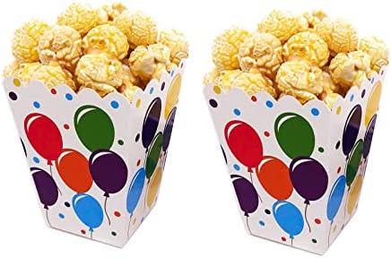 Black Popcorn Boxes - Paper Popcorn Box - Small Movie Theater Popcorn Containers, Carnival Circus Party Supplies,Pack Of 36