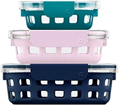 Duraglass Meal Prep Sets- Glass Food Storage Containers With Silicone Sleeves And Airtight BPA-Free Plastic Lids, Dishwasher, Microwave, And Freezer Safe