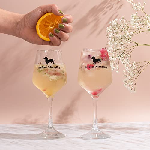 Dachshund Gifts Set With 2 Dachshund Wine Glasses And Weenie Dog Ice Cube Tray, Perfect For The Weiner Dog Lover - Gift Box (Black)