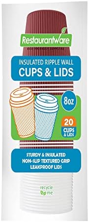 12 Oz Light Pink Paper Ripple Wall Coffee Cup - With White Lid - 3 1/2" X 3 1/2" X 5" - 20 Count Box