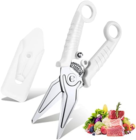 White Kitchen Scissors For Food Heavy Duty Poultry Shears Meat Shears Dishwasher Safe Stainless Steel Cooking Scissors For Chicken Thanksgiving Christmas Day