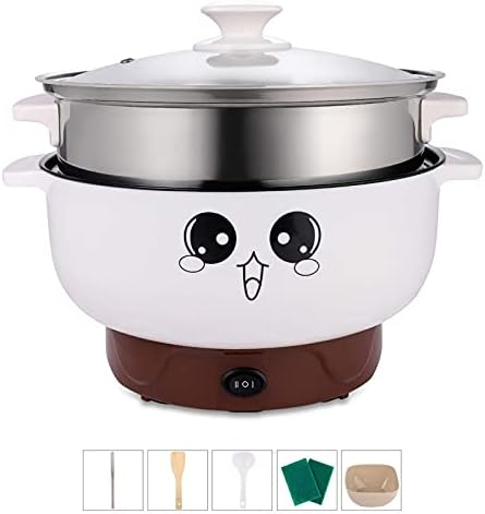 2.8L With Lid (No Steamer) Multifunction Electric Cooker Skillet Pot Wok Electric Hot Pot For Noodles Cook Rice Fried Stew Soup Steamed Fish Boiled Egg Non-stick