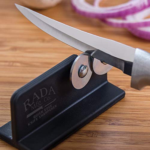Ada Cutlery Quick Edge Knife Sharpener Stainless Steel Wheels Made In The USA, 6 Pack, Black